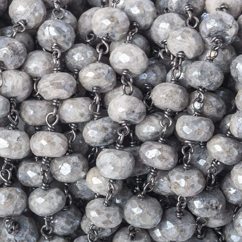 7-7.5mm Silver Mystic Quartz faceted rondelle Black Gold .925 Silver Chain