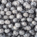 7-7.5mm Silver Mystic Quartz faceted rondelle Black Gold .925 Silver Chain