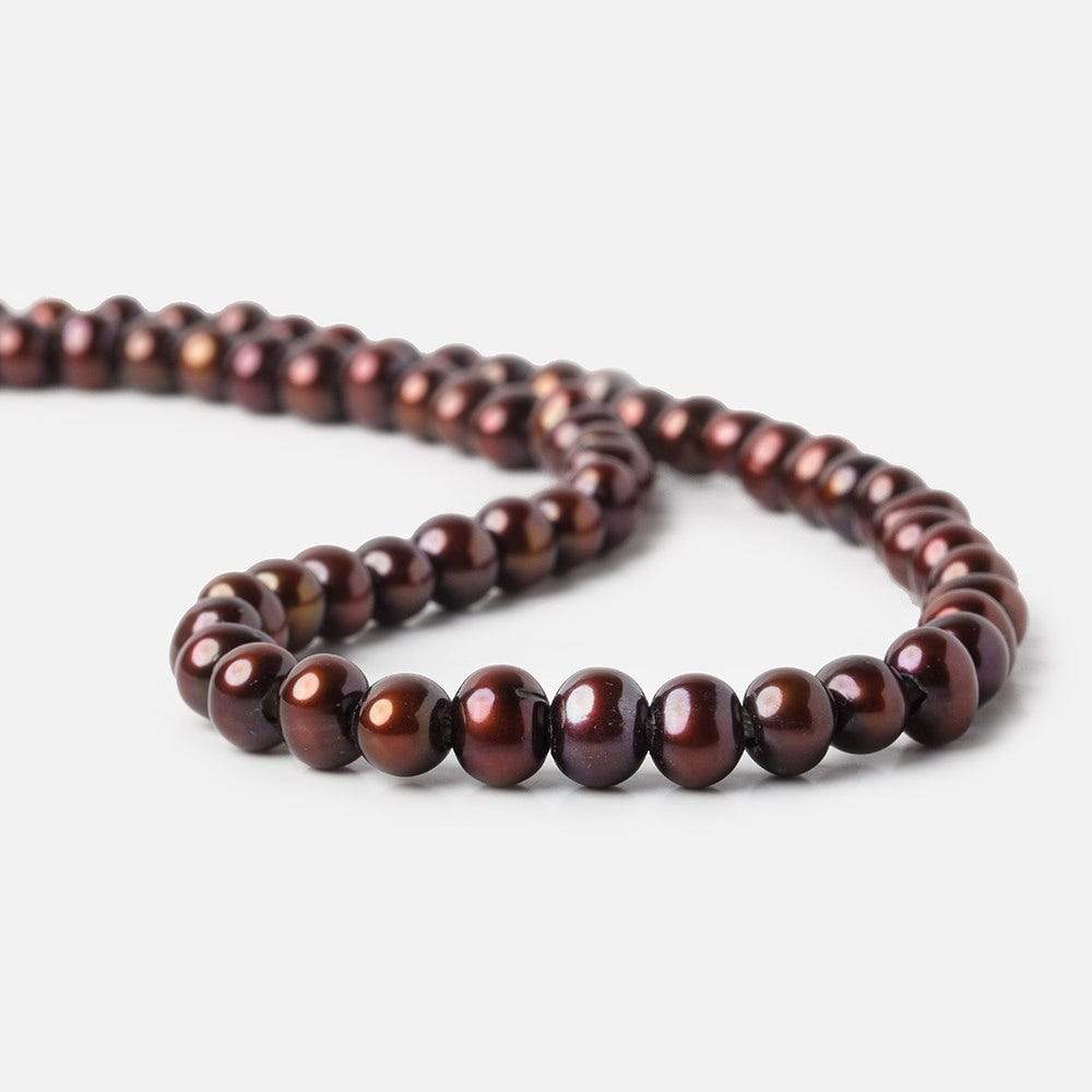 7-8mm Brick Red Large Hole Off Round Freshwater Pearl 2.5mm drill hoe, 15 inch, 64 pieces