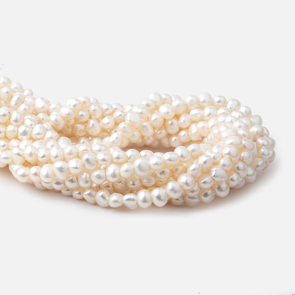 7mm Cream Baroque 2mm Large Hole Pearls 15 inch 63 pieces