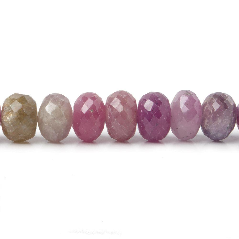 7-8mm Ruby & Fancy Sapphire faceted rondelles 8 inch 36 beads A