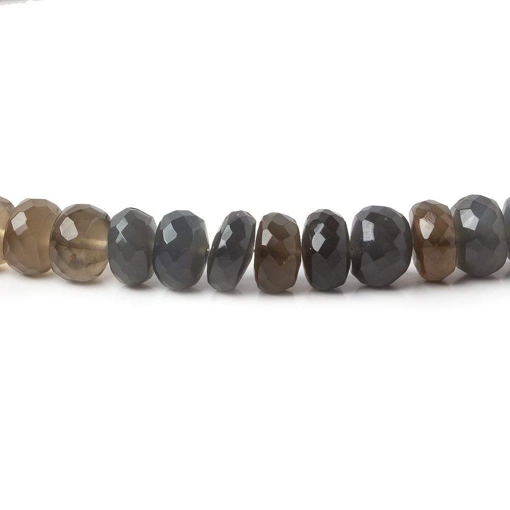7-8mm Shaded Grey Moonstone Faceted Rondelle Beads 18 inch 92 beads
