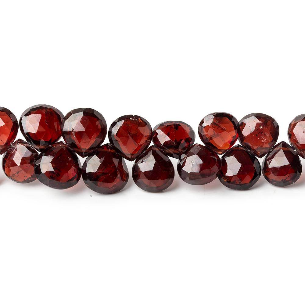 5-7mm Garnet Faceted Heart Beads 9 inch 57 pieces