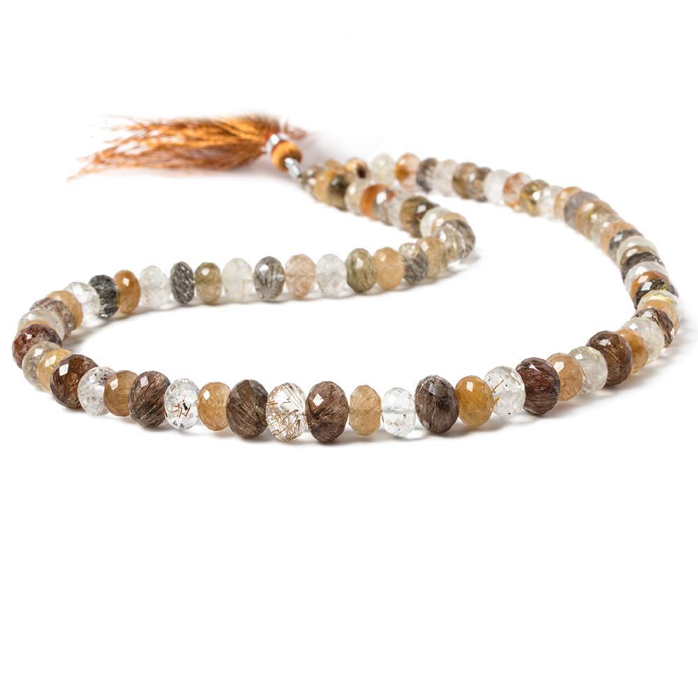 7-9mm Rutilated Quartz Faceted Rondelle Beads 15 inch 82 pieces