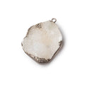 28x22mm Black Gold Leaf Edged White Drusy Focal Pendant 1 piece