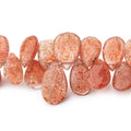 7x5-13x7mm Sunstone Faceted Pear Beads 8 inch 53 pieces