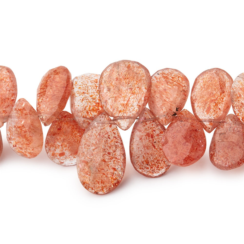 7x5-13x7mm Sunstone Faceted Pear Beads 8 inch 53 pieces