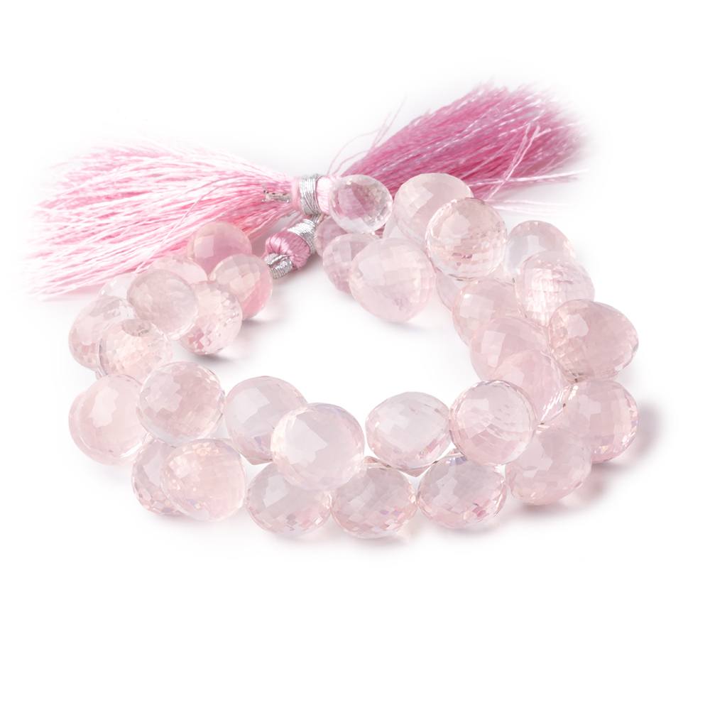 7-11mm Rose Quartz Faceted Candy Kiss Beads 7.5 inch 50 pieces AAA