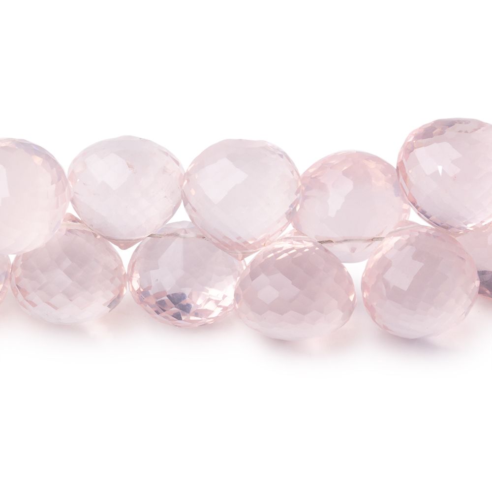 7-11mm Rose Quartz Faceted Candy Kiss Beads 7.5 inch 50 pieces AAA