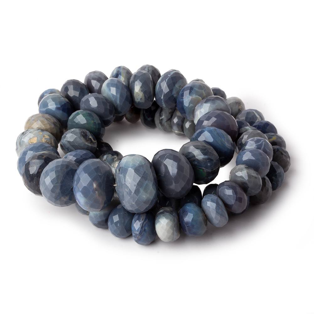 7.5-14mm Blue Grey Australian Opal faceted rondelle beads 18 inch 74 pieces