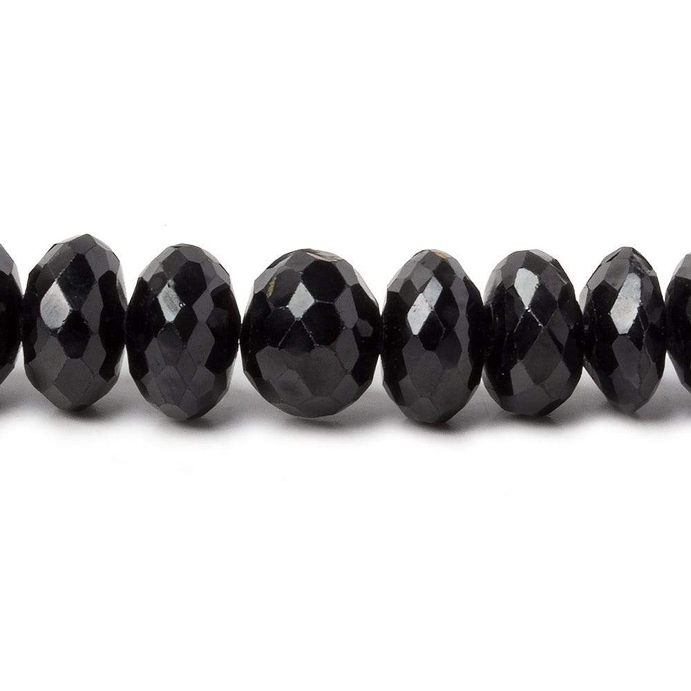 7.5-8mm Black Spinel faceted rondelle Necklace with 14kt Gold Clasp 16 inch AA