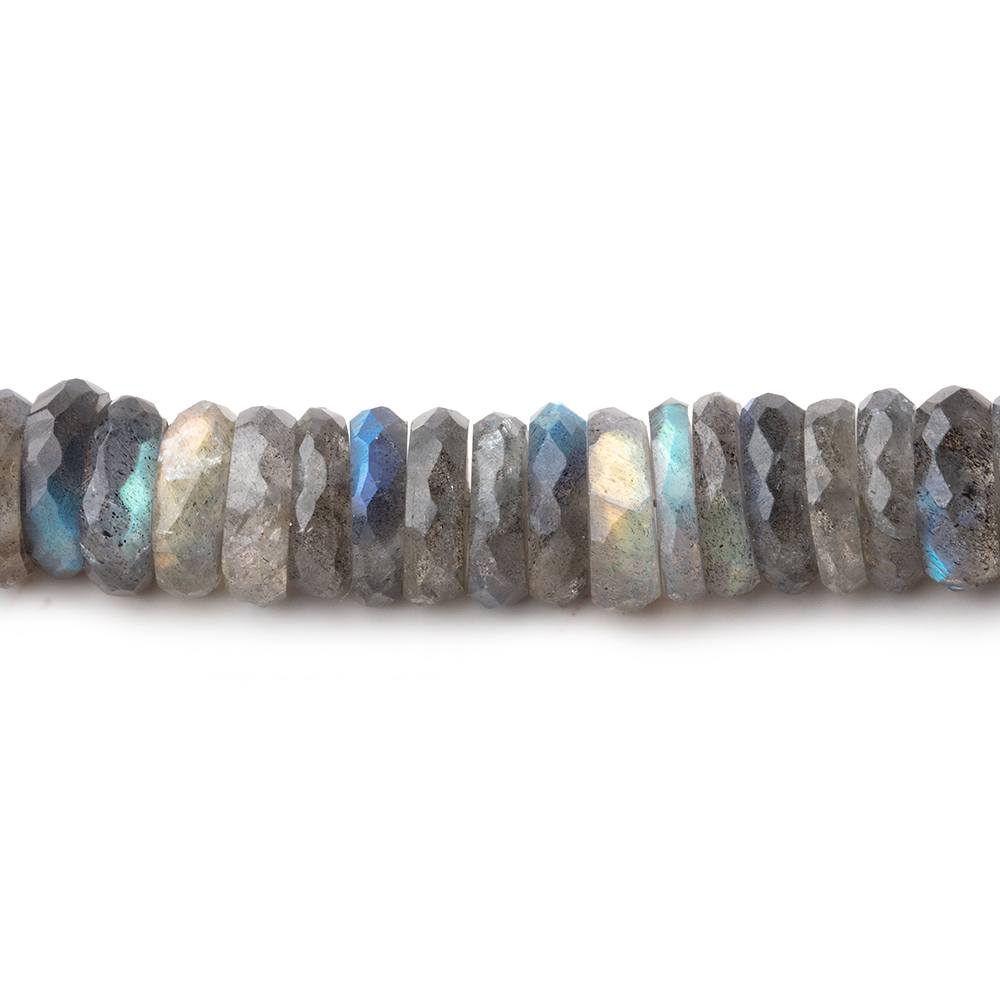 6.5mm Labradorite faceted heishi beads 7.5 inches 82 pieces