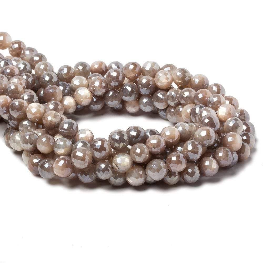 7.5-8mm Mystic Multi Grey Moonstone faceted rounds 14 inch 45 pieces