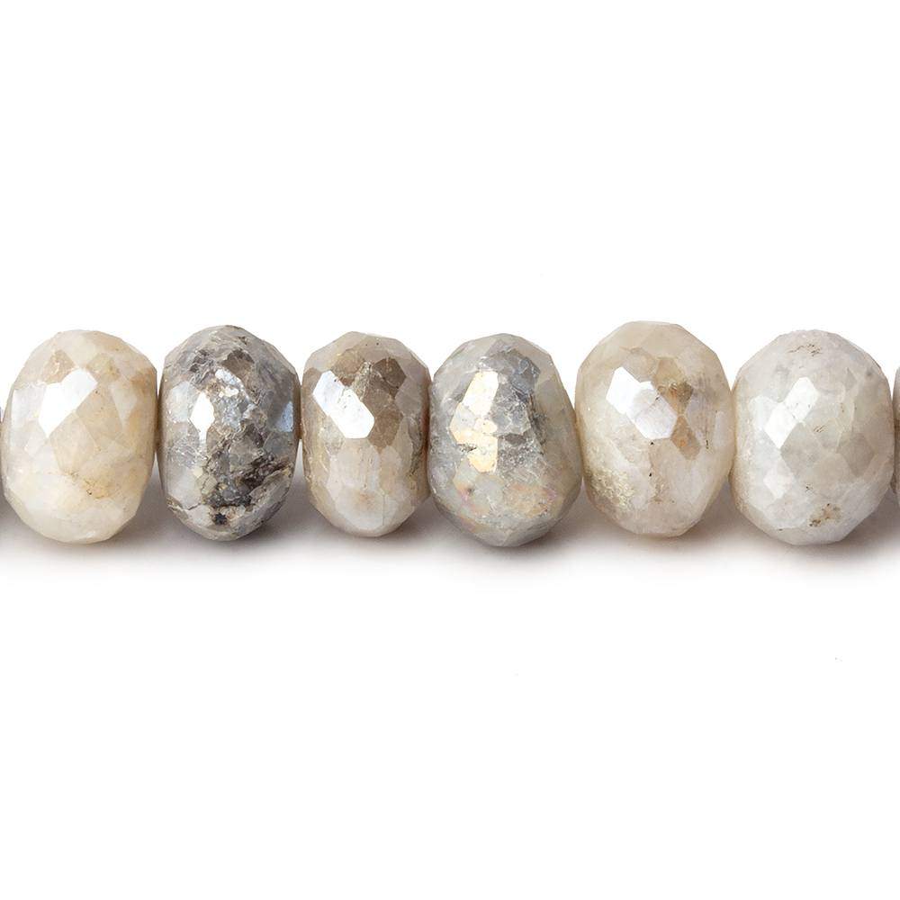 7.5-8mm Mystic Warm Grey Quartz faceted rondelles 13 inch 58 beads