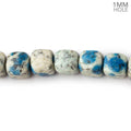 7.5-9mm K2 Azurite Granite "K2 Jasper" plain cubes 16 inch 45 beads 1mm large hole