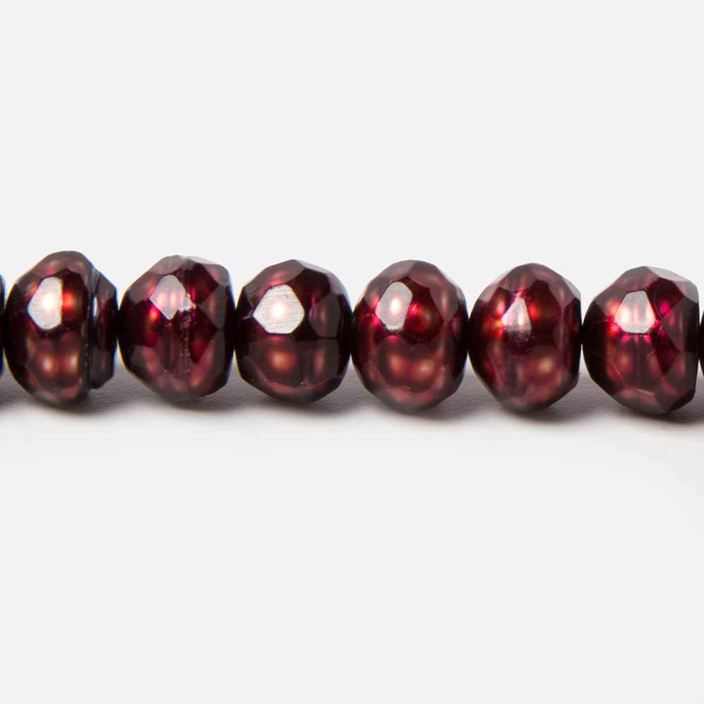 7.5mm Deep Ruby Red faceted button center drill freshwater Pearls  71 pieces