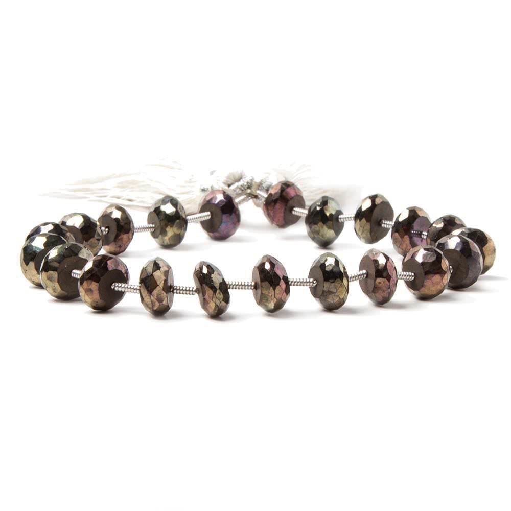7.5mm Mystic Rose Golden Black Spinel faceted rondelles 7.5 inch 21 beads