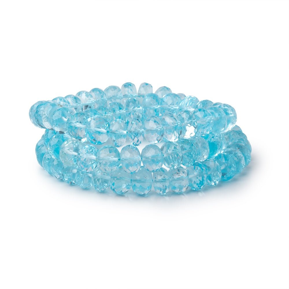 7.5mm Sky Blue Topaz Faceted Rondelles 17 inch 90 beads AA