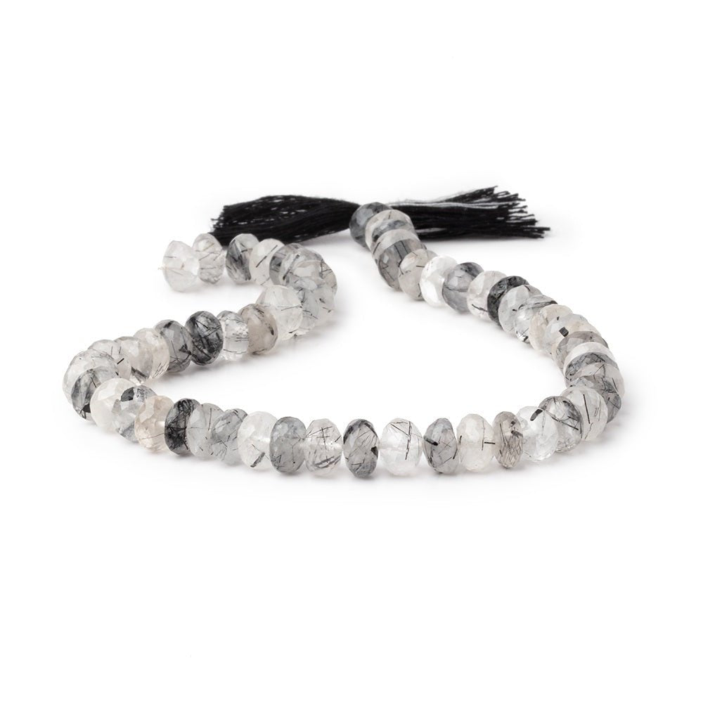 7.5mm Tourmalinated Quartz Faceted Rondelle 10.5 inch 55 Beads