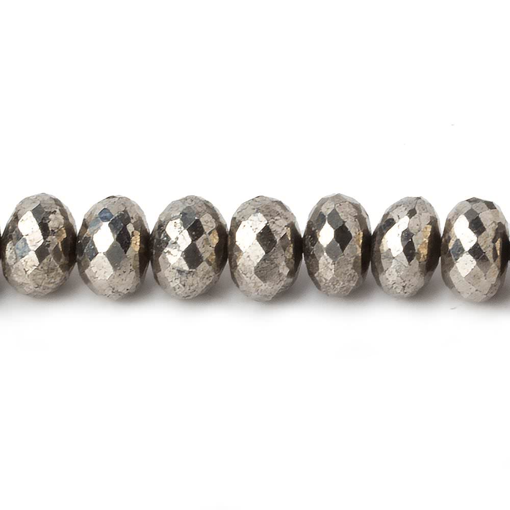 7.5mm White Pyrite faceted rondelle beads 15 inch 74 pieces AAA
