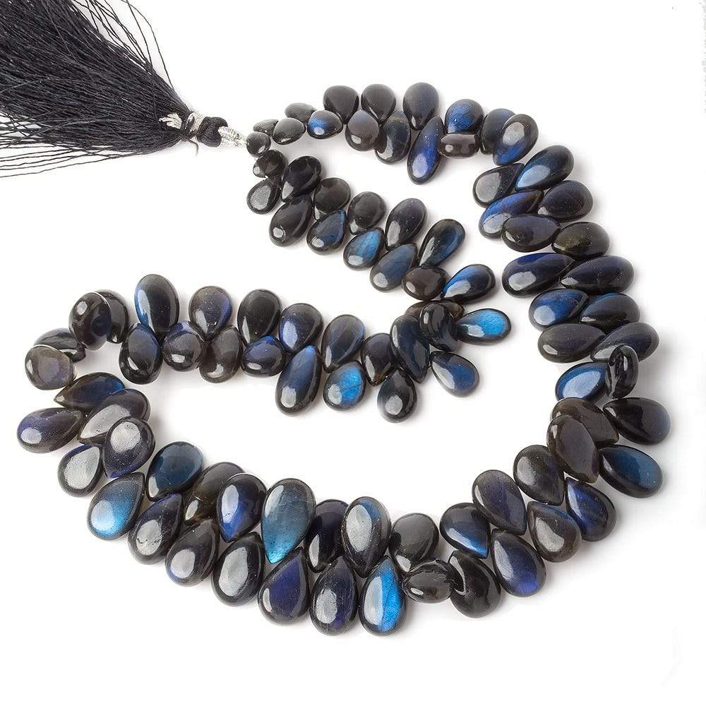 7.5x4-14x8.5mm Black Labradorite plain pear beads 13 inch 95 pieces AAA