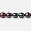 7.5x7-8x7.5mm TriColor Peacock Straight Drill Oval Freshwater Pearl 50 pcs