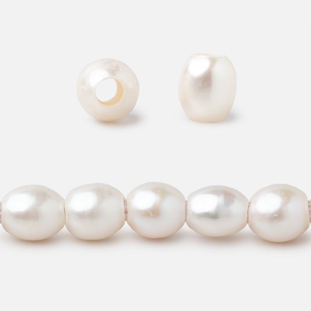 7x8mm Off White Oval 2.5mm Drill Hole Freshwater Pearls 53 pieces