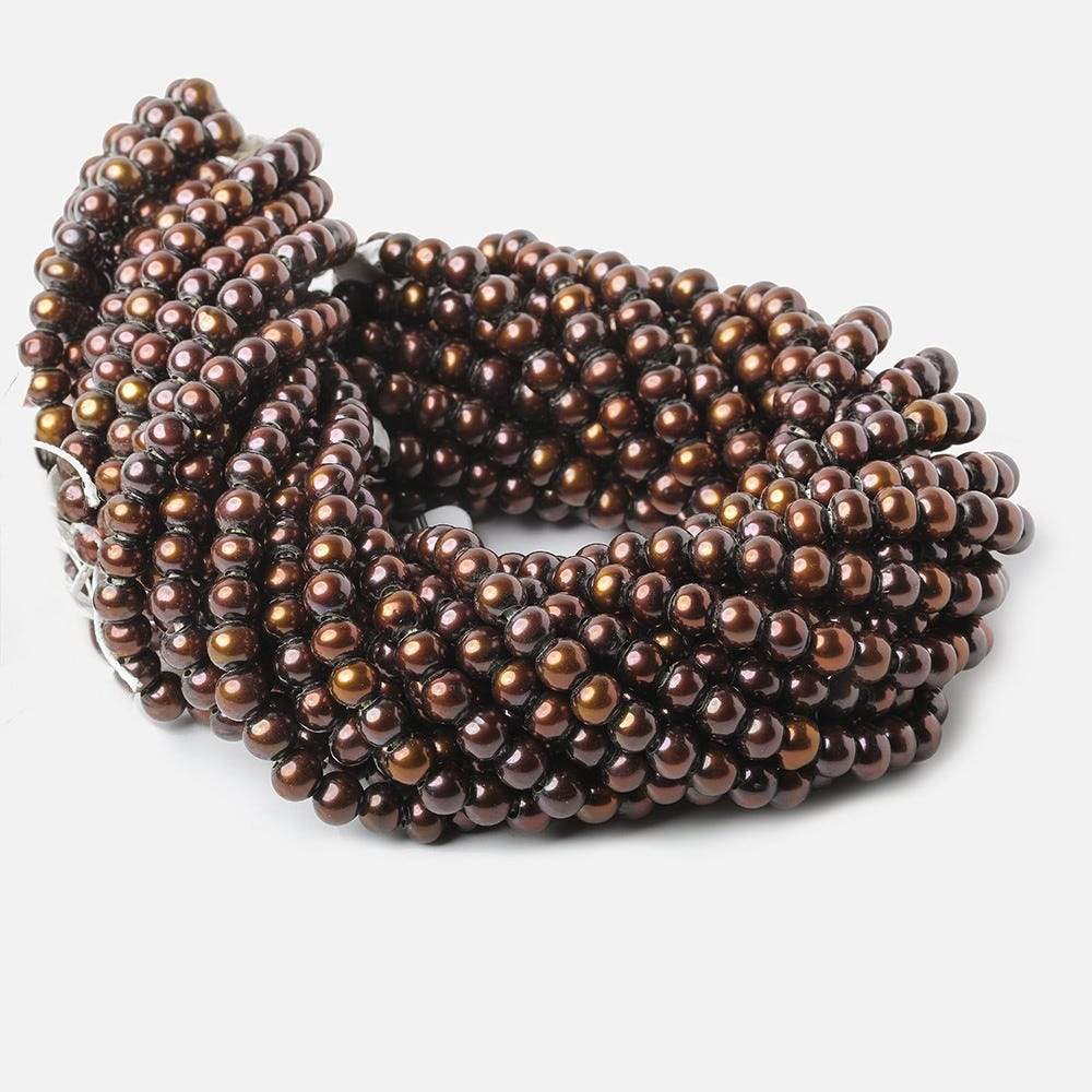 7mm - 8mm Milk Chocolate Large Hole Off Round Pearl 2.5mm drill hole, 15 inch, 64 pieces