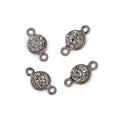 7mm Black Gold Bezel Metallic Platinum Drusy Coin Connector Set of 4 Pieces