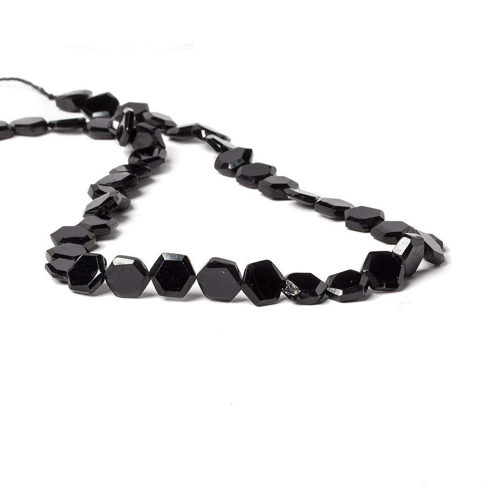7mm Black Spinel bezel faceted hexagon beads 13 inch 43 pieces