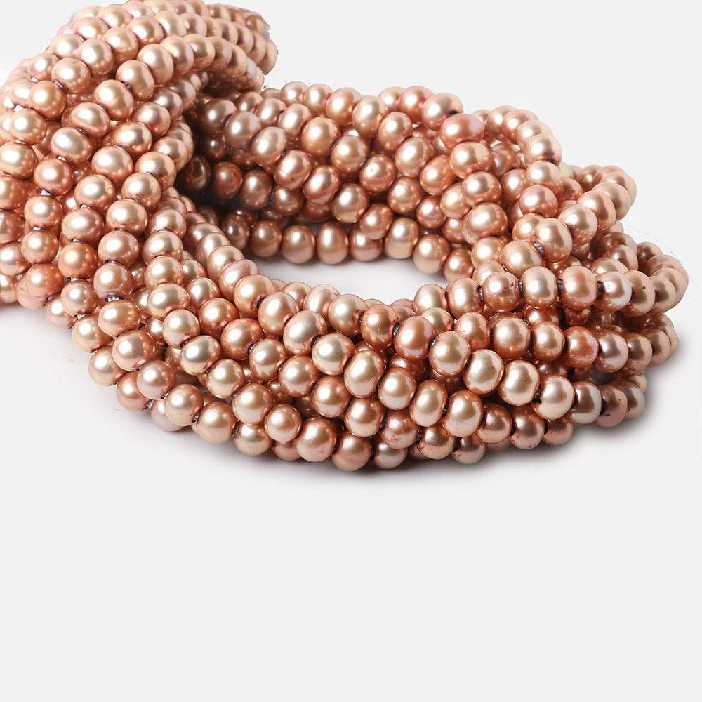 7mm Dark Salmon Large Hole Off Round Freshwater Pearls 15 inches 65 pieces