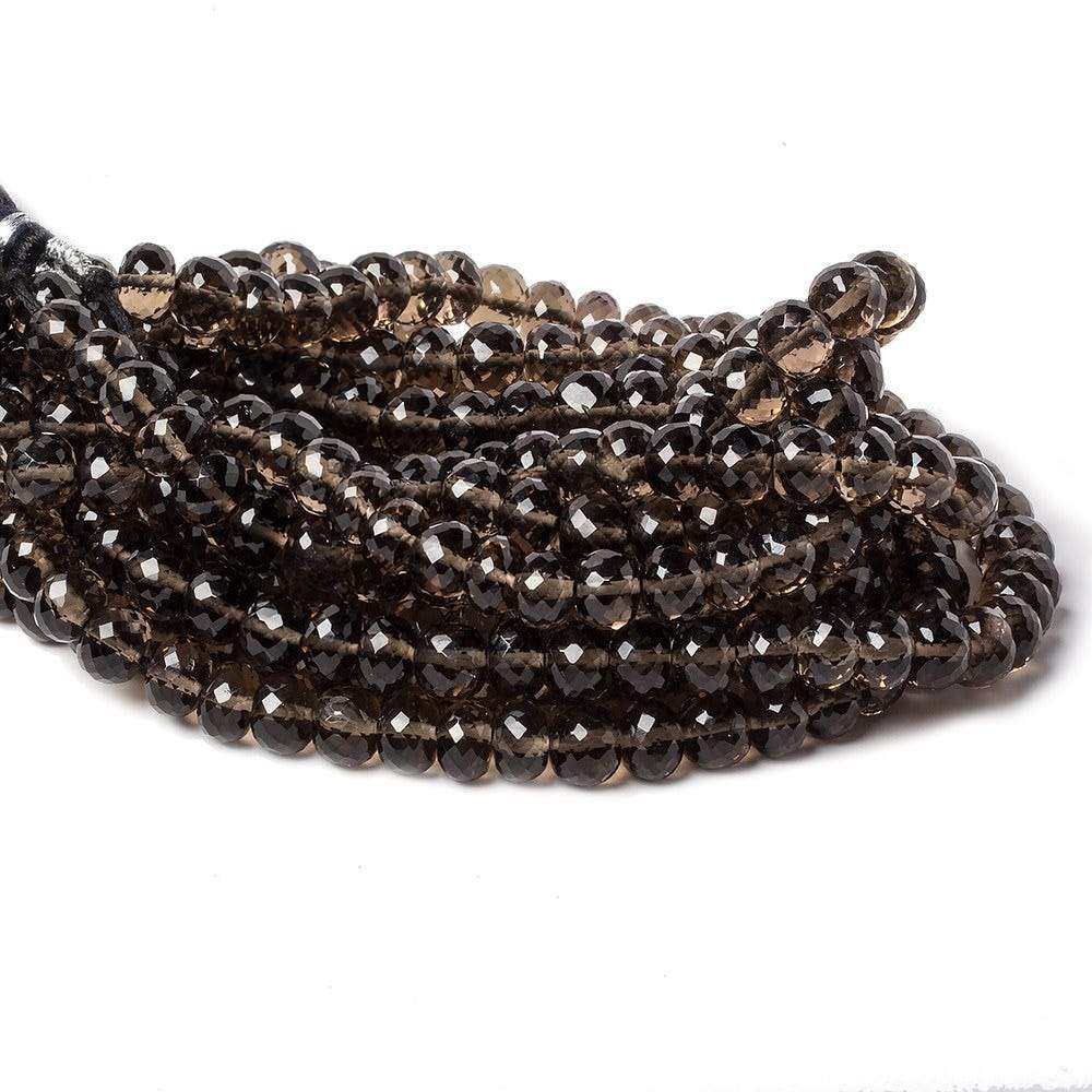 7mm Dark Smoky Quartz Micro-faceted rondelle beads 16 inch 82 pieces