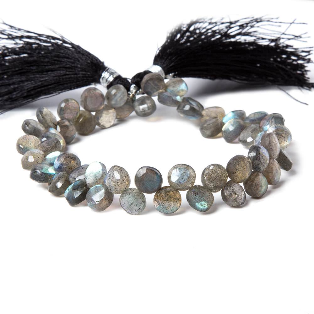 7mm Labradorite Faceted Coin Beads 8.5 inch 50 beads  AA Grade