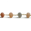 7mm Matte Multi Color Moonstone rondelle Gold plated Chain by the foot with approximately 25 pieces