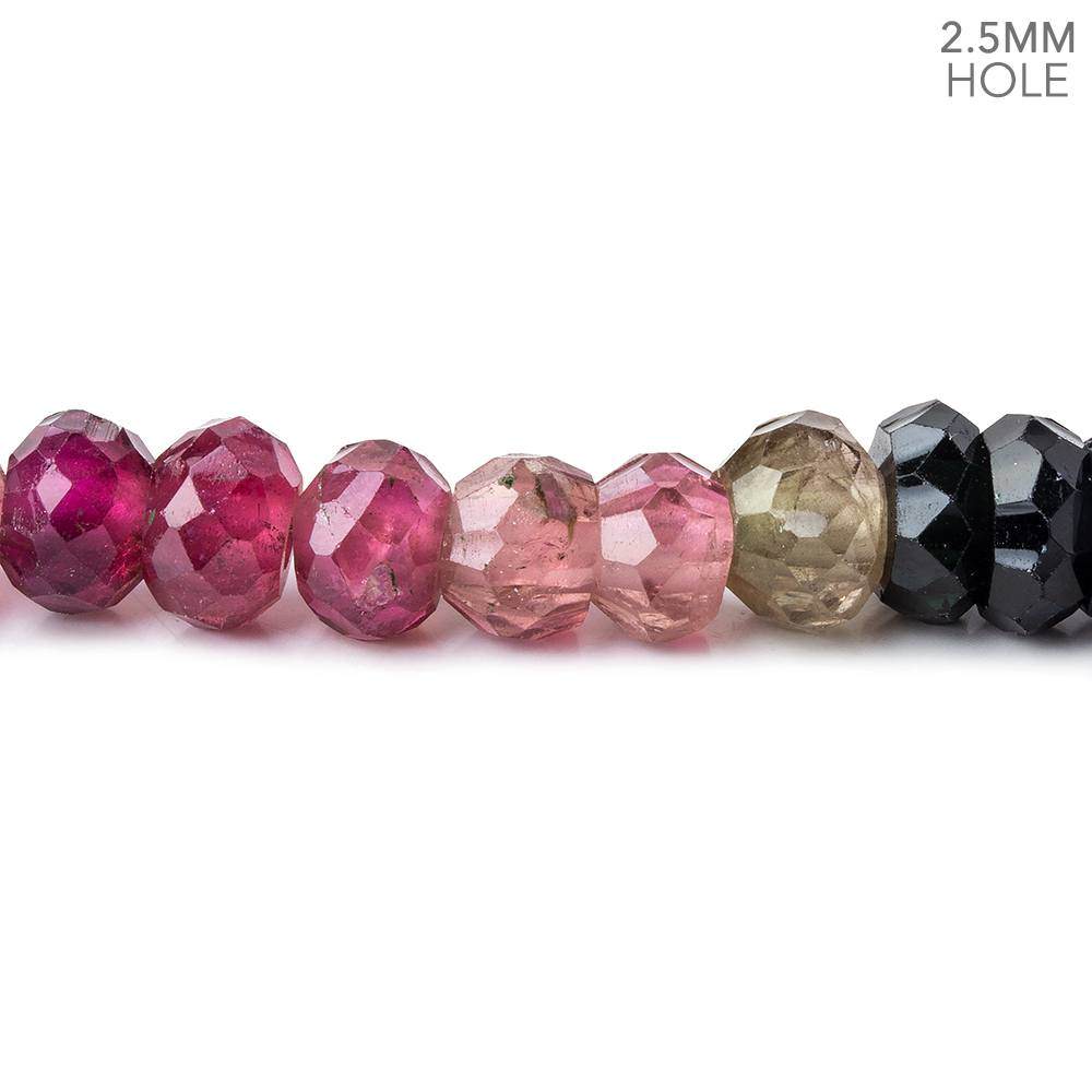 7mm Multi Tourmaline Large Hole Faceted Rondelle Beads 16 inch 99 pieces AAA