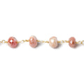 7mm Mystic Multi Gem faceted rondelle Gold Chain by the foot 26 beads
