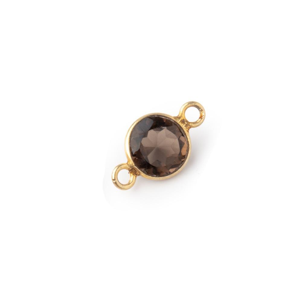 7mm Vermeil Bezel Smoky Quartz Faceted Coin Connector 1 focal bead