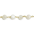 7mm White Moonstone puffy plain coin Black Gold .925 Silver Chain by the foot 23 pcs AA
