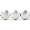 14mm Sterling Silver plated Copper Brushed Puffy Coin 8 inch 15 pcs