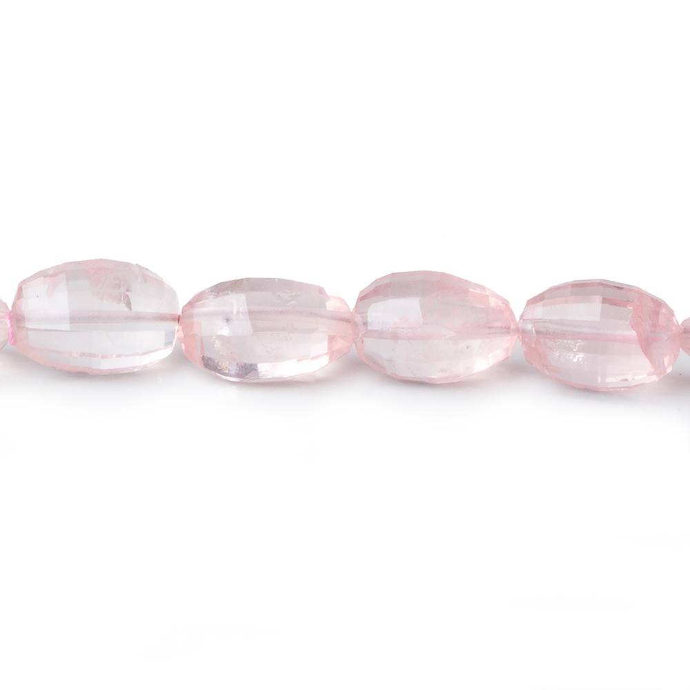 10x14mm Rose Quartz checkerboard faceted ovals 8 inch 18 beads A