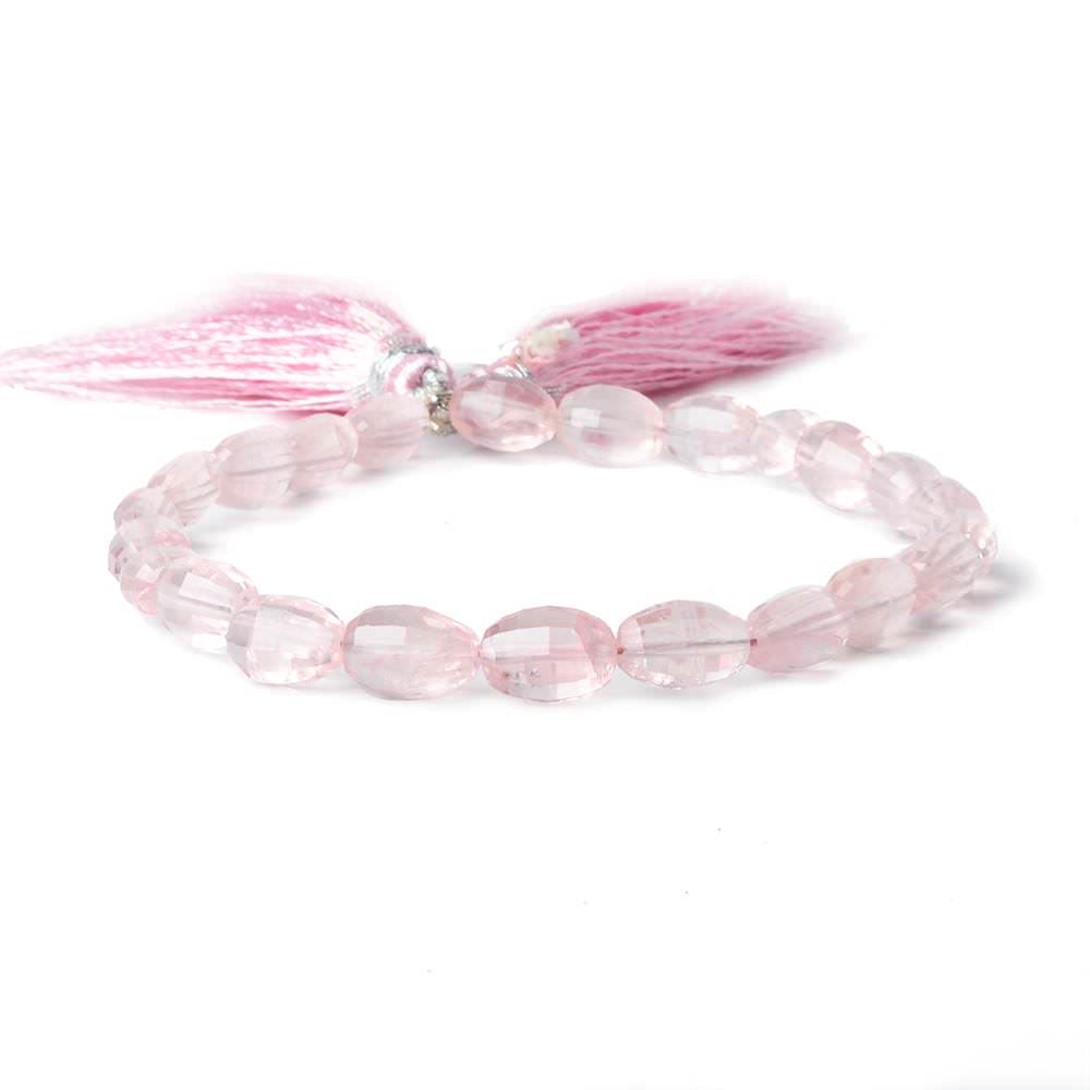 10x14mm Rose Quartz checkerboard faceted ovals 8 inch 18 beads A