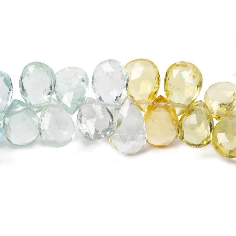 7x5mm Multi Beryl faceted pear beads 7.5 inches 74 pieces AAA