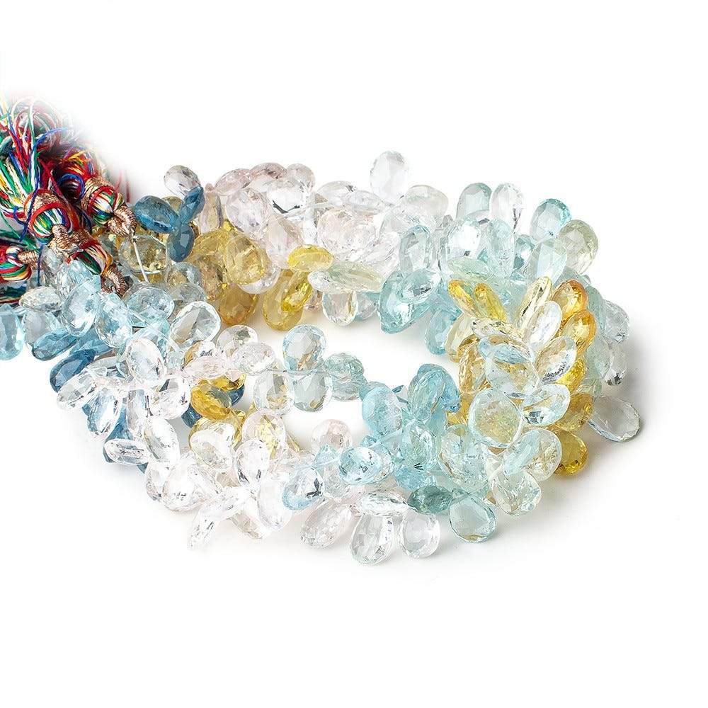 7x5mm Multi Beryl faceted pear beads 7.5 inches 74 pieces AAA