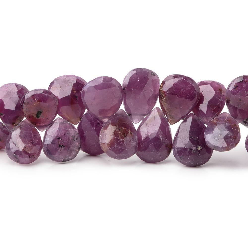 7x5-11x8mm Ruby Faceted Pear Beads 8 inch 61 pieces