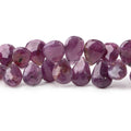 7x5-11x8mm Ruby Faceted Pear Beads 8 inch 61 pieces