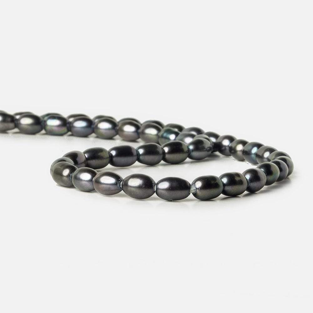 5x7mm Platinum Grey Large Hole Oval Freshwater Pearls 15 inch 48 pcs