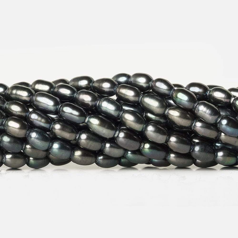 5x7mm Platinum Grey Large Hole Oval Freshwater Pearls 15 inch 48 pcs