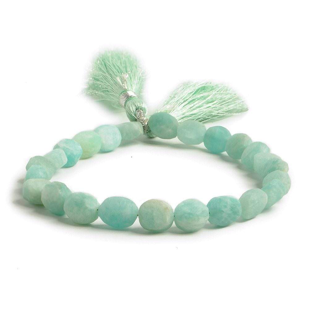 7x5-8x7mm Frosted Amazonite straight drilled plain nugget beads 7.5 inch 17 pieces