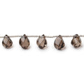 7x5-9x5mm Smoky Quartz Top Drilled Faceted Twist Beads 8 inch 17 pieces