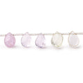 7x5-9x6mm Kunzite and Hiddenite Faceted Pear Beads 9.5 inch 27 pieces